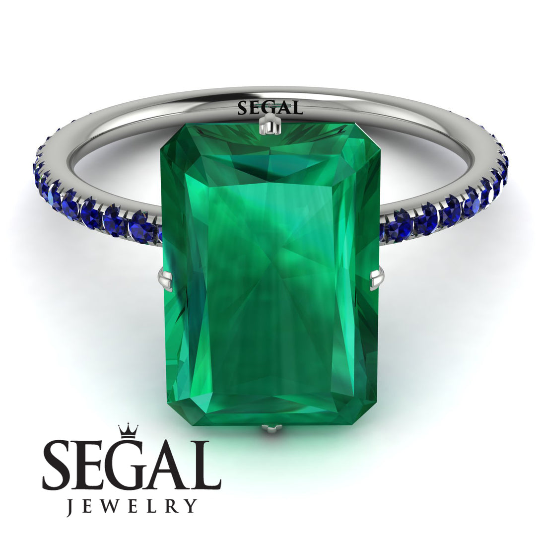 Hidden Halo Emerald Cut Emerald Engagement Ring - Vanessa No. 66