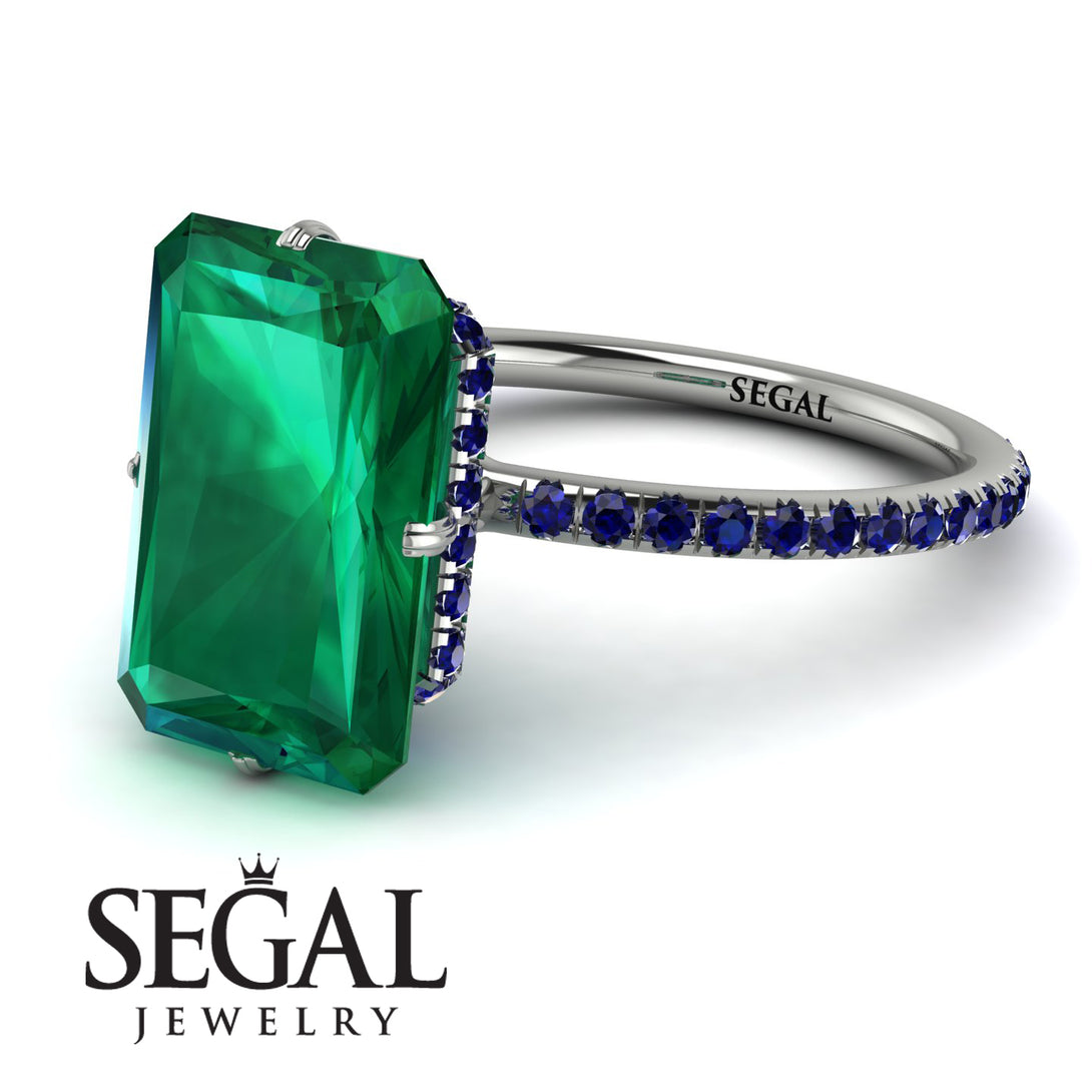 Hidden Halo Emerald Cut Emerald Engagement Ring - Vanessa No. 66