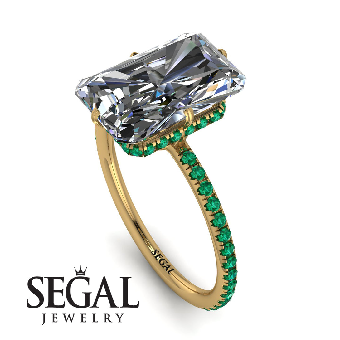 Hidden Halo Emerald Cut Diamond Engagement Ring - Vanessa No. 16