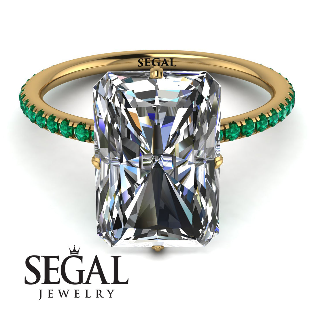 Hidden Halo Emerald Cut Diamond Engagement Ring - Vanessa No. 16