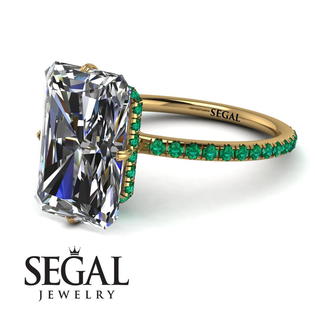 Hidden Halo Emerald Cut Diamond Engagement Ring - Vanessa No. 16