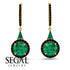 Hidden Halo Emerald Earrings - Joanna No. 34