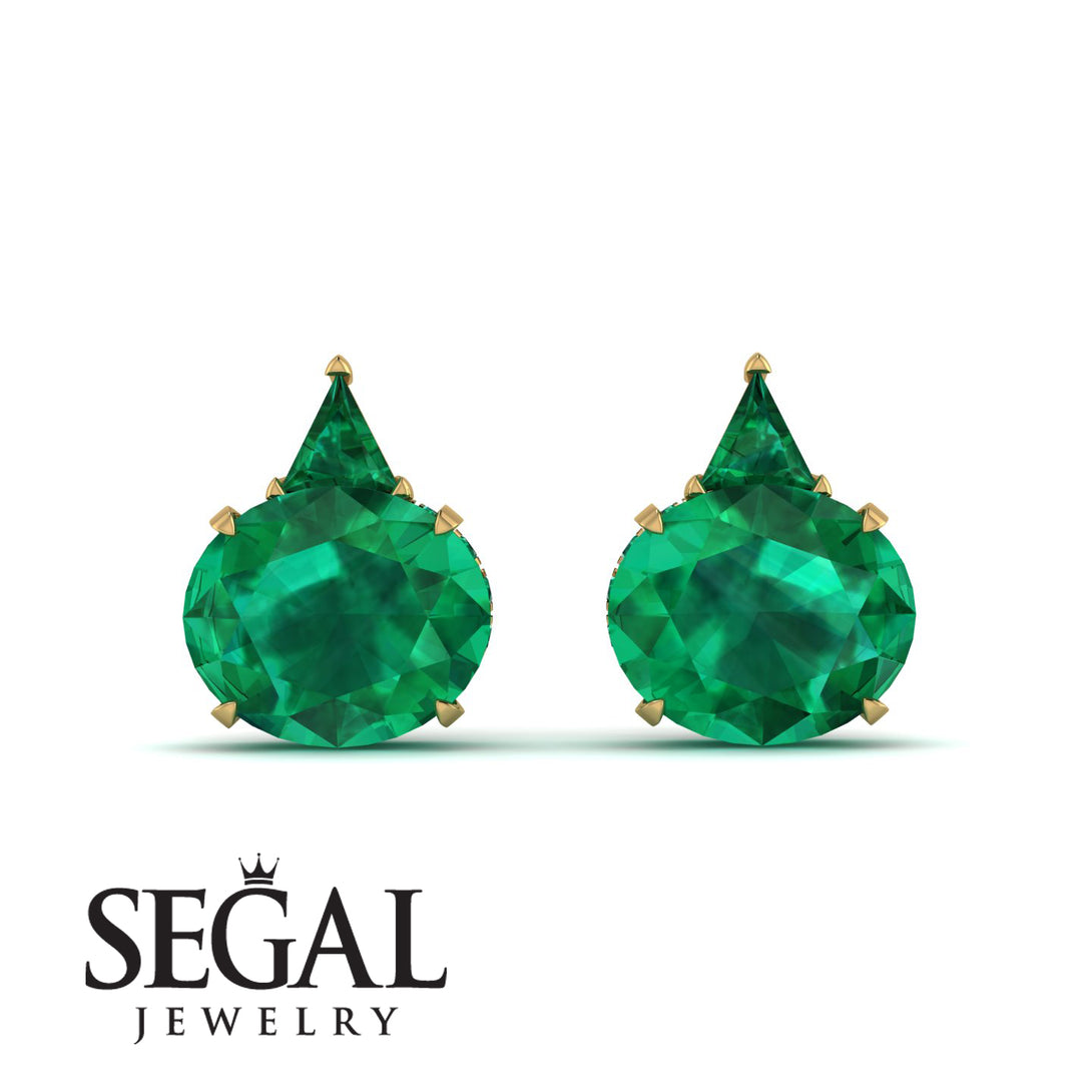 Hidden Halo Emerald Earrings - Rosalie No. 19