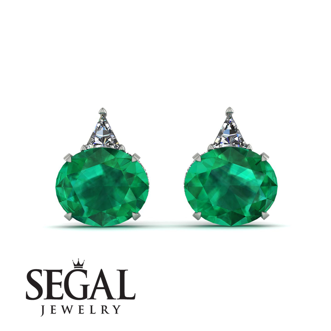Hidden Halo Emerald Earrings - Rosalie No. 6
