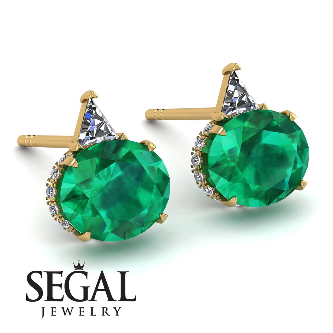 Hidden Halo Emerald Earrings - Rosalie No. 4