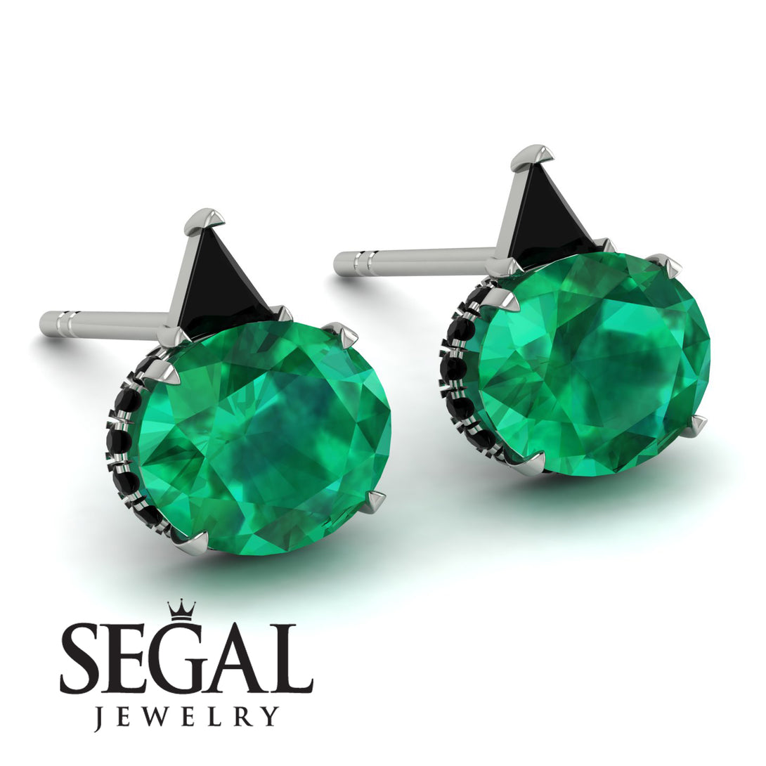 Hidden Halo Emerald Earrings - Rosalie No. 36