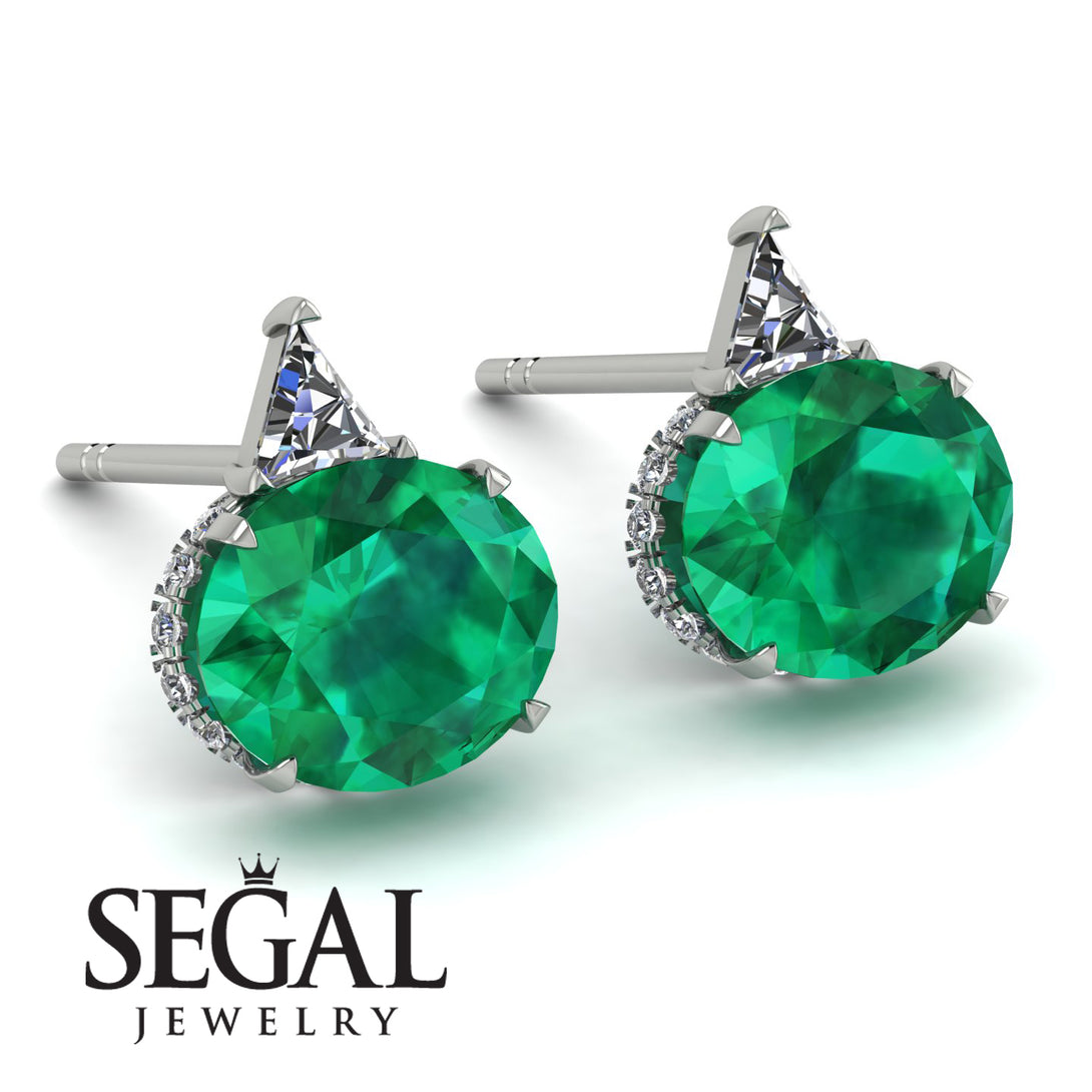 Hidden Halo Emerald Earrings - Rosalie No. 6
