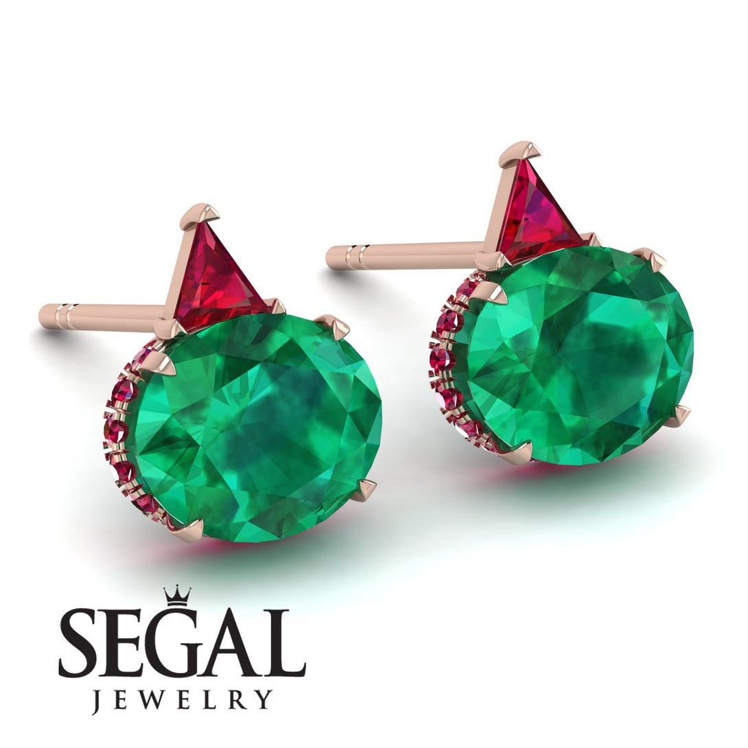 Hidden Halo Emerald Earrings - Rosalie No. 50