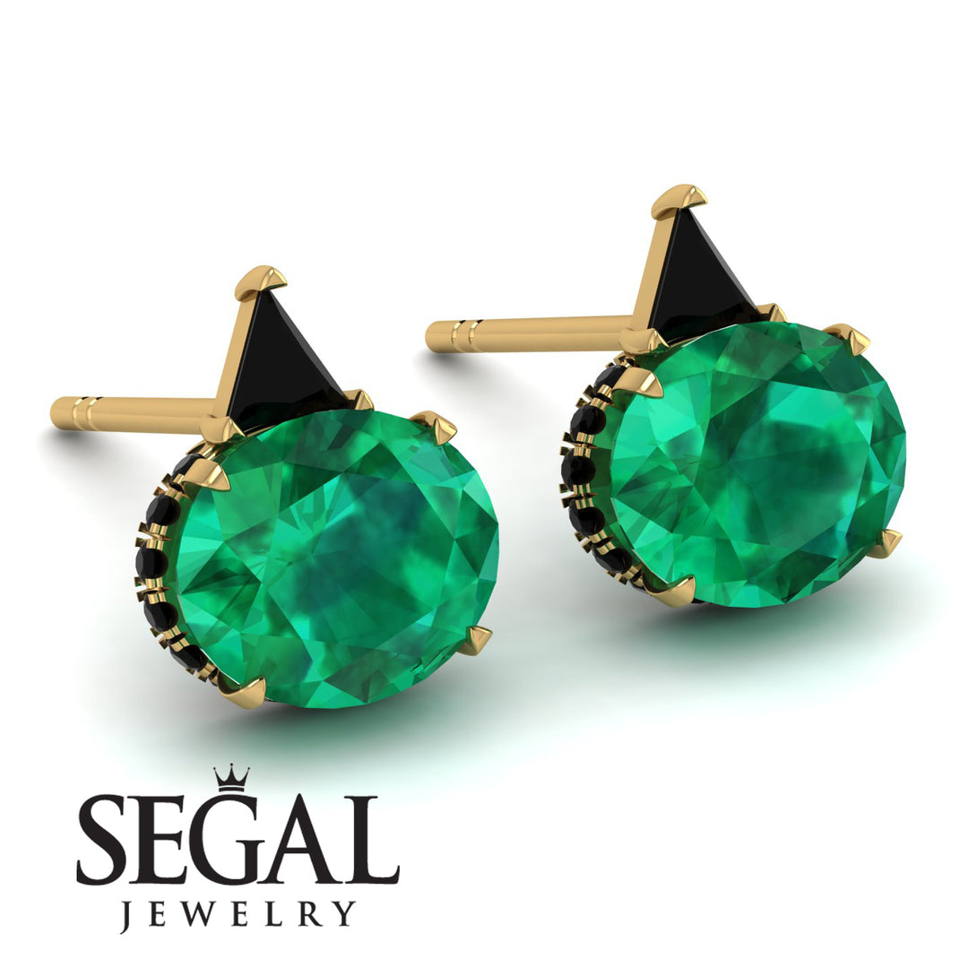 Hidden Halo Emerald Earrings - Rosalie No. 34
