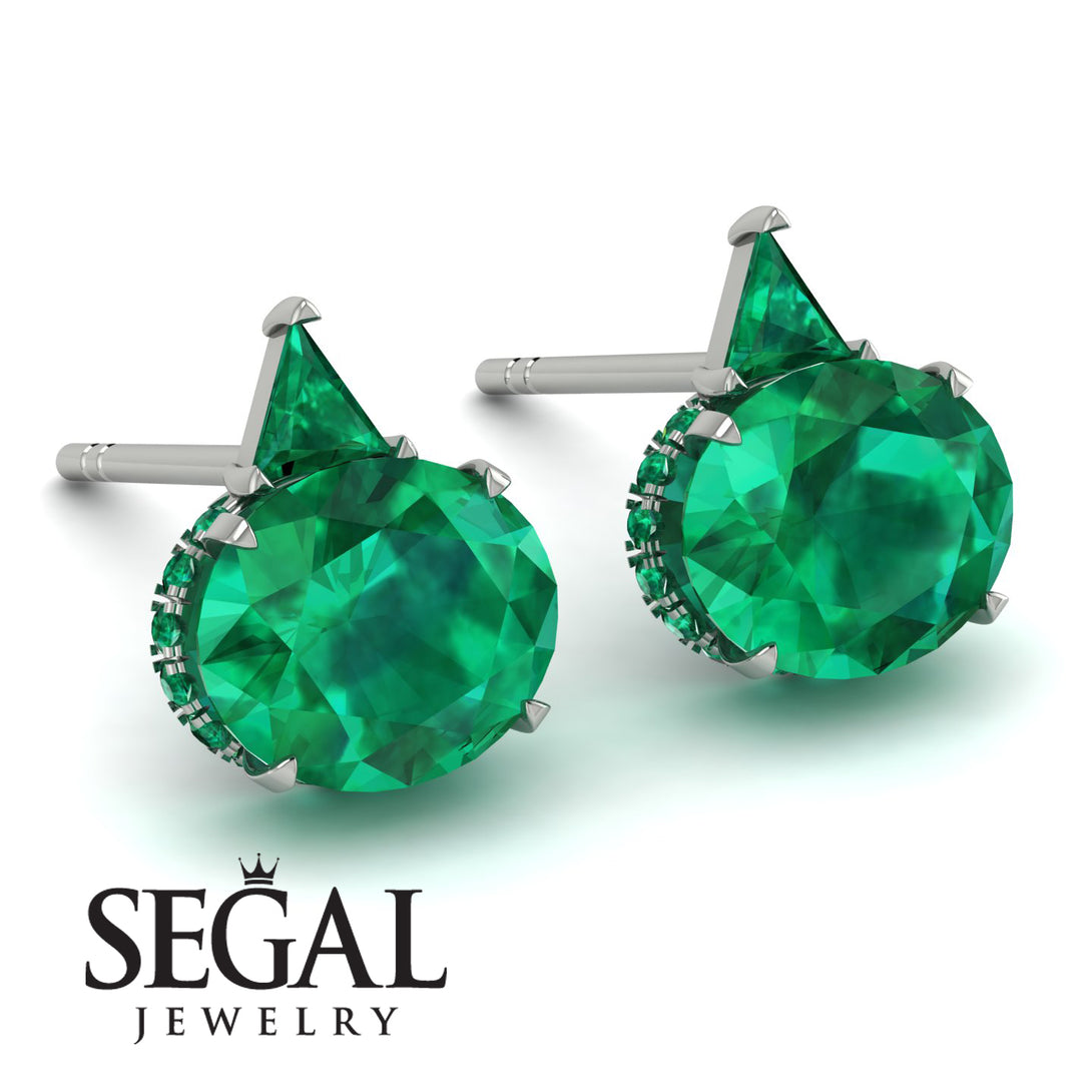 Hidden Halo Emerald Earrings - Rosalie No. 21