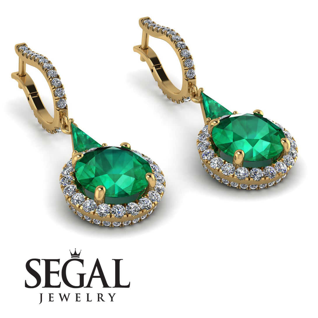 Hidden Halo Emerald Earrings - Joanna No. 4