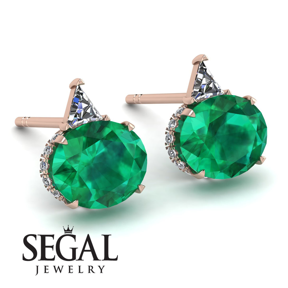 Hidden Halo Emerald Earrings - Rosalie No. 5