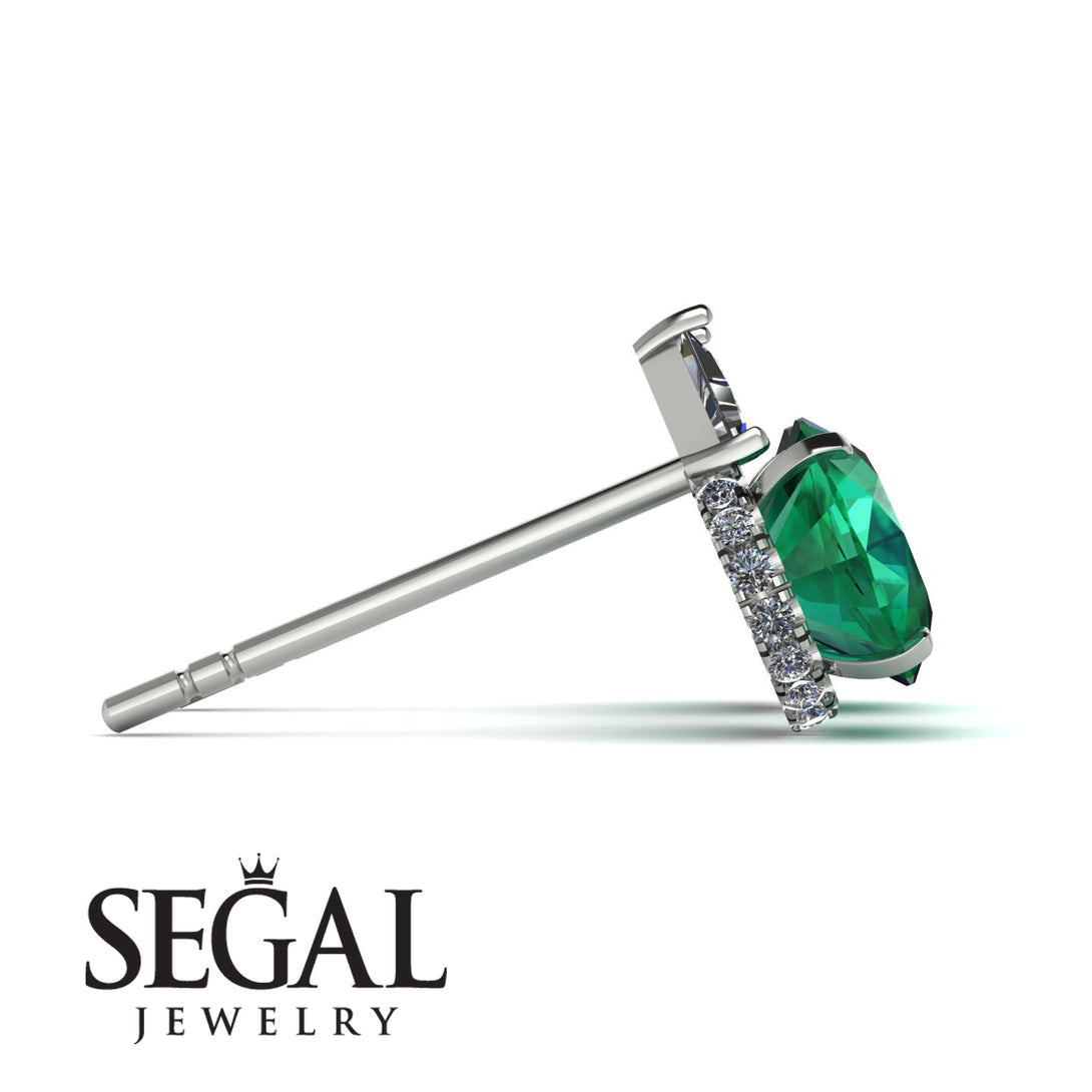 Hidden Halo Emerald Earrings - Rosalie No. 6