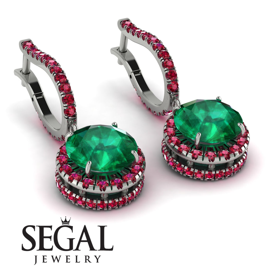 Hidden Halo Emerald Hoop Earrings - Catalina No. 51