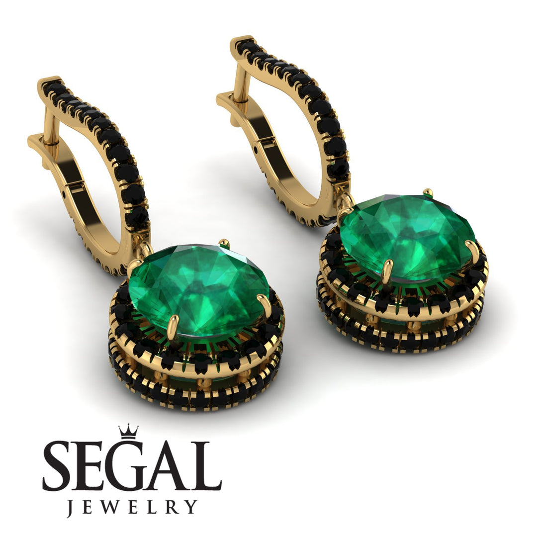 Hidden Halo Emerald Hoop Earrings - Catalina No. 34