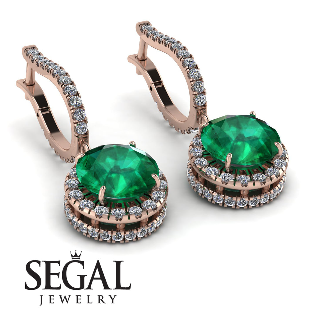 Hidden Halo Emerald Hoop Earrings - Catalina No. 5