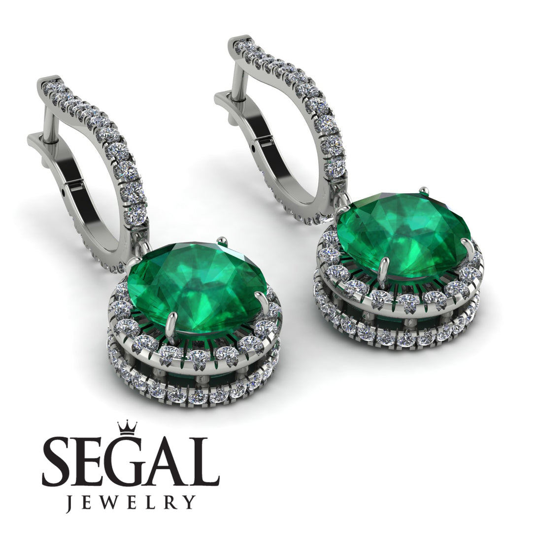 Hidden Halo Emerald Hoop Earrings - Catalina No. 6