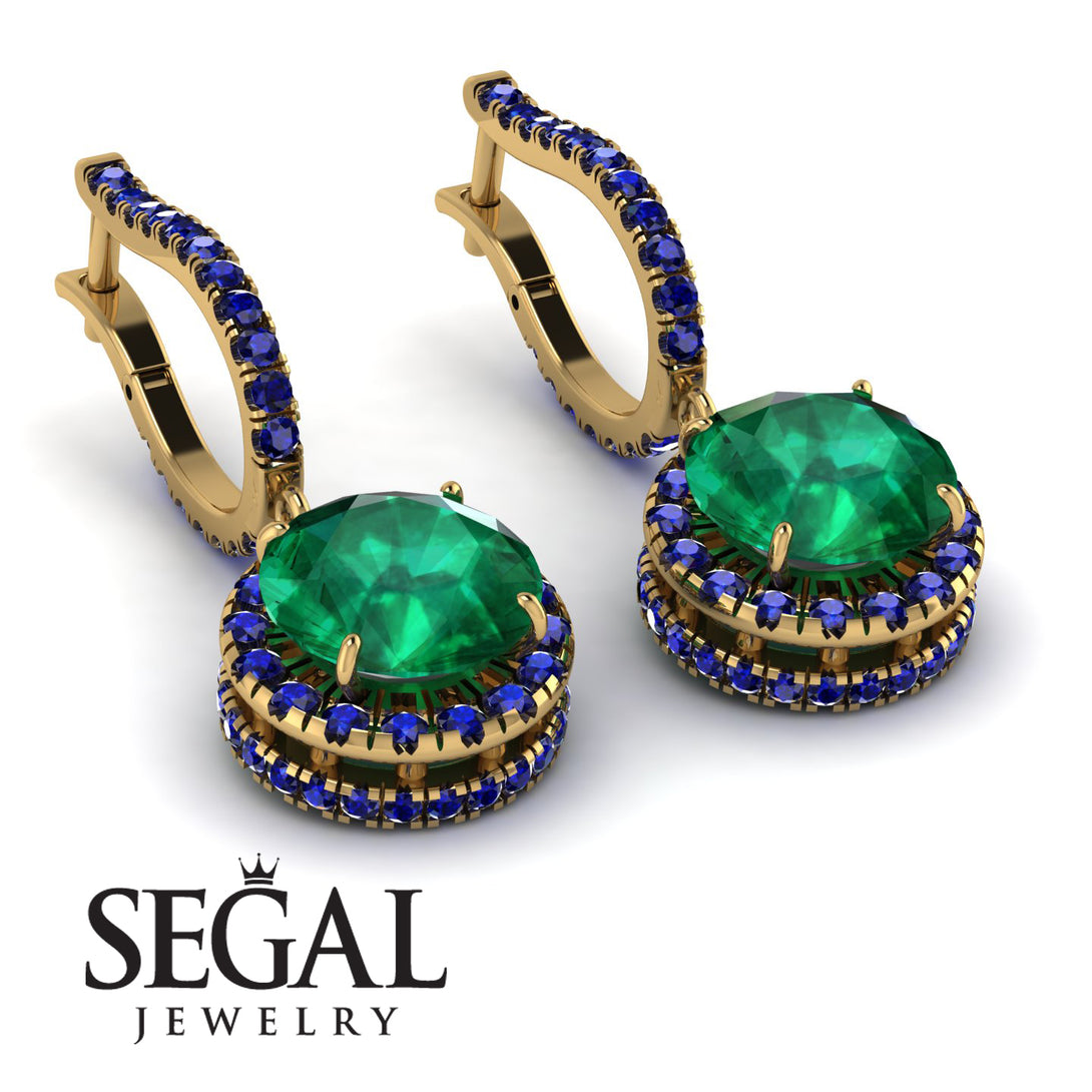 Hidden Halo Emerald Hoop Earrings - Catalina No. 64