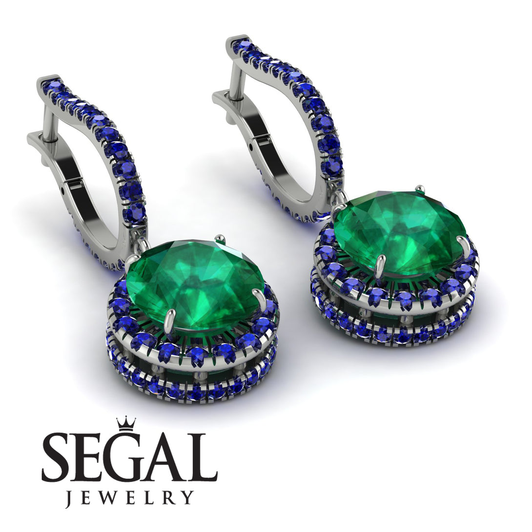 Hidden Halo Emerald Hoop Earrings - Catalina No. 66