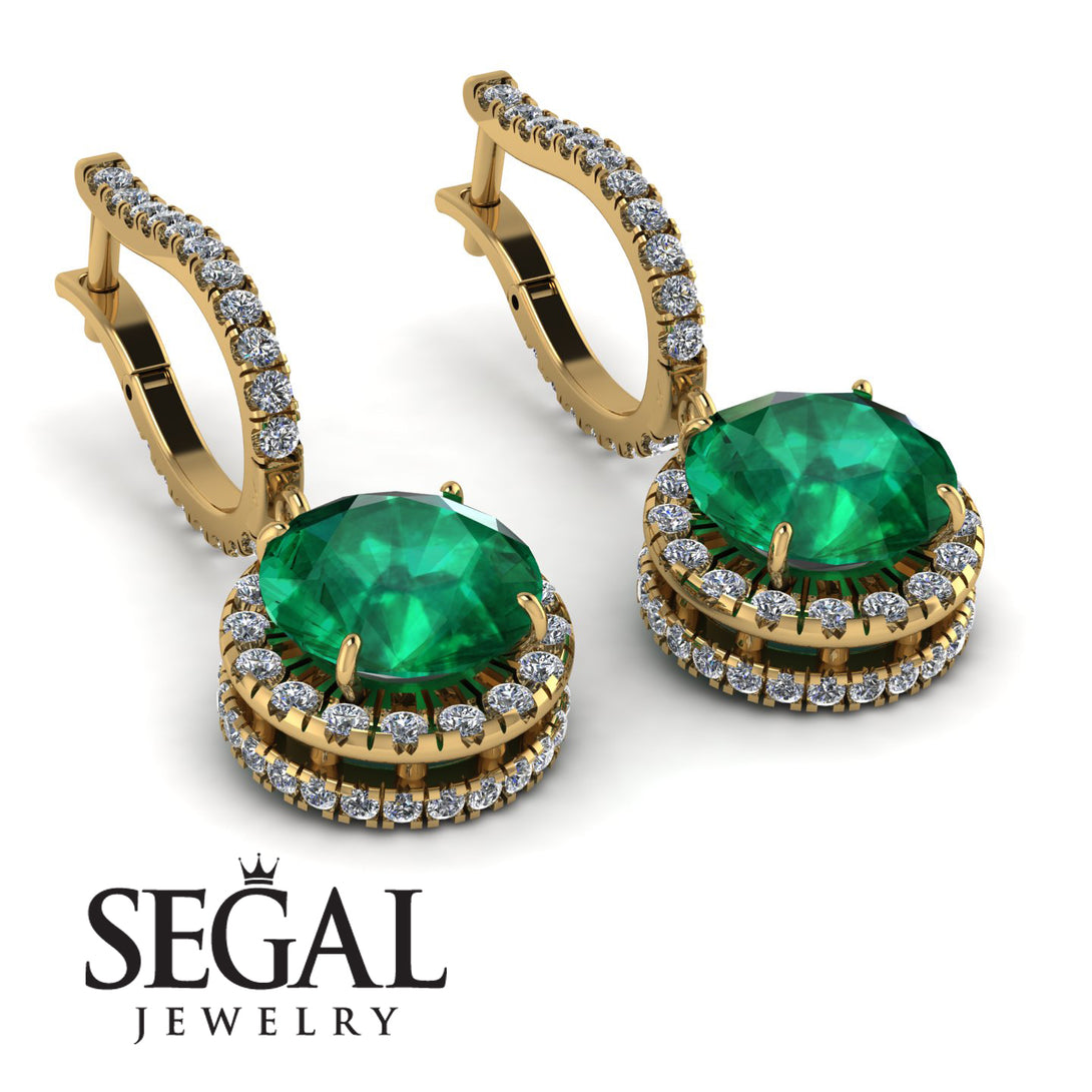 Hidden Halo Emerald Hoop Earrings - Catalina No. 4