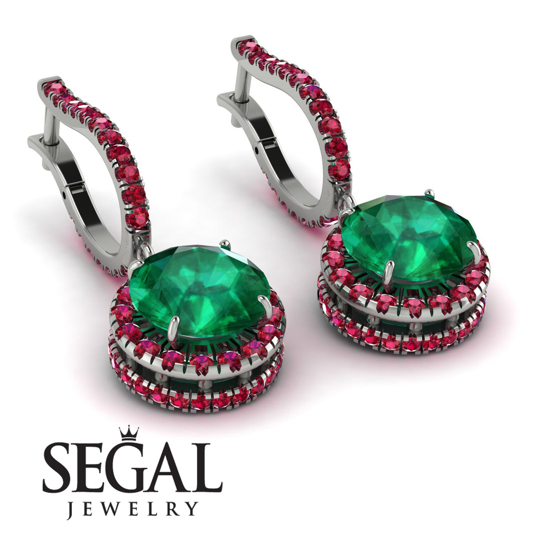 Hidden Halo Emerald Hoop Earrings - Catalina No. 51