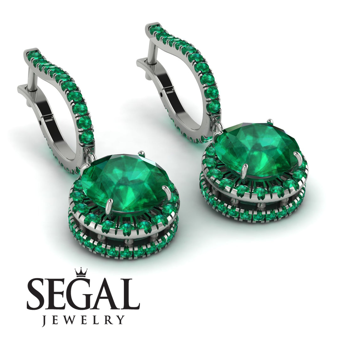 Hidden Halo Emerald Hoop Earrings - Catalina No. 21