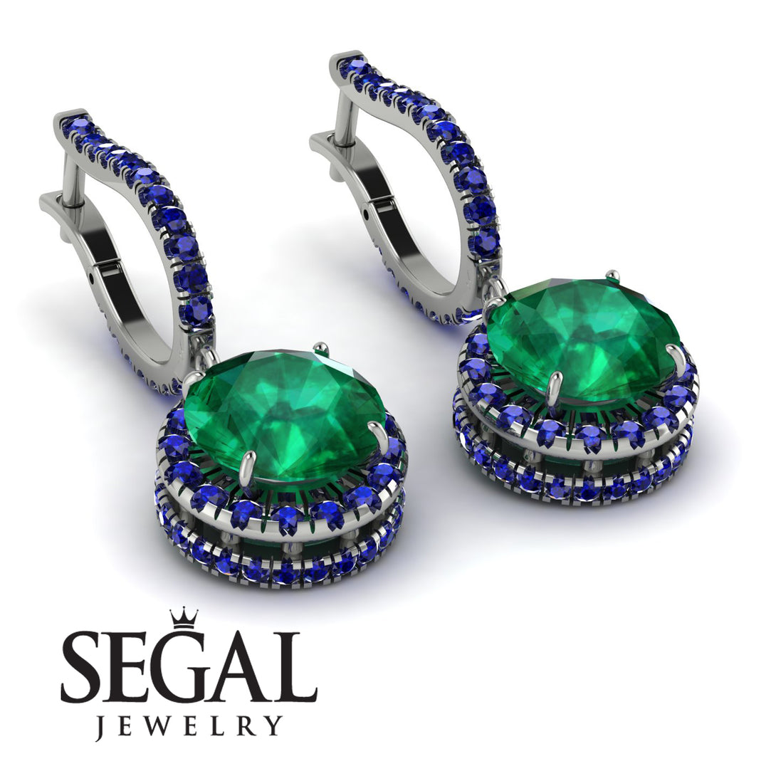 Hidden Halo Emerald Hoop Earrings - Catalina No. 66