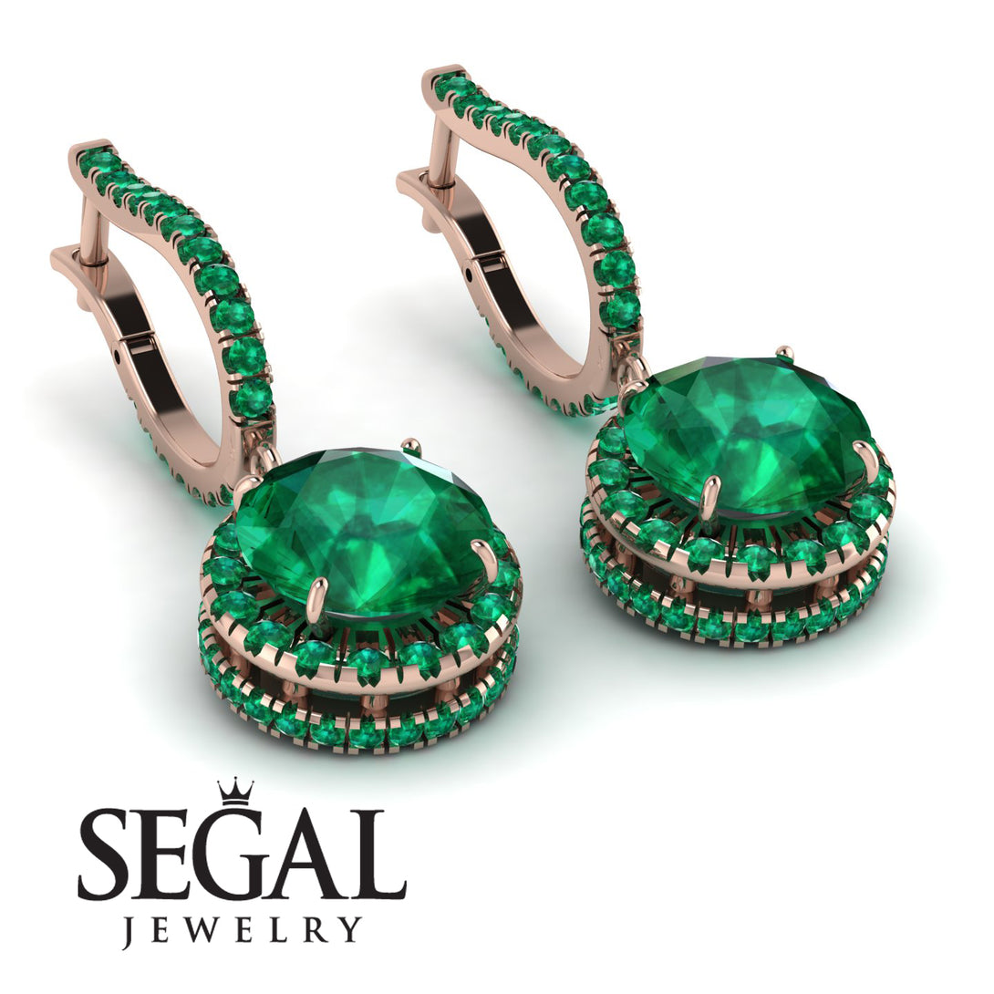 Hidden Halo Emerald Hoop Earrings - Catalina No. 20