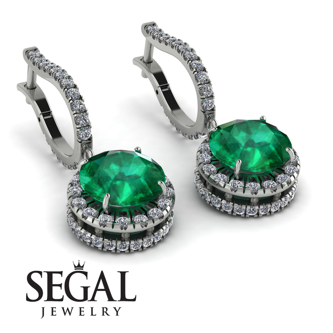 Hidden Halo Emerald Hoop Earrings - Catalina No. 6