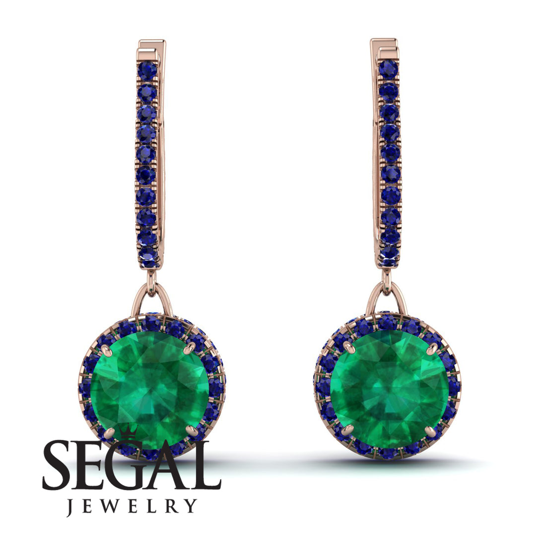 Hidden Halo Emerald Hoop Earrings - Catalina No. 65