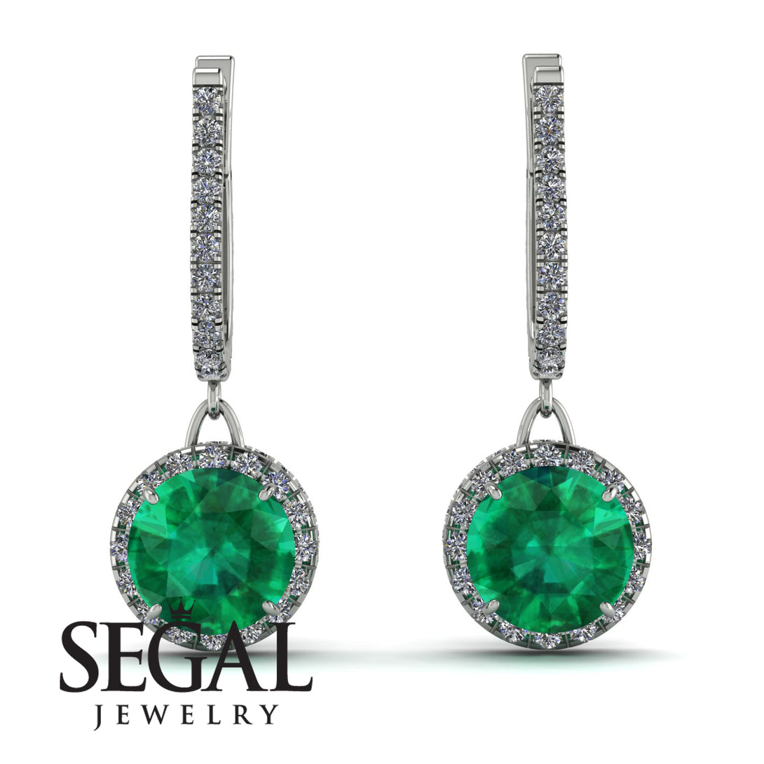Hidden Halo Emerald Hoop Earrings - Catalina No. 6