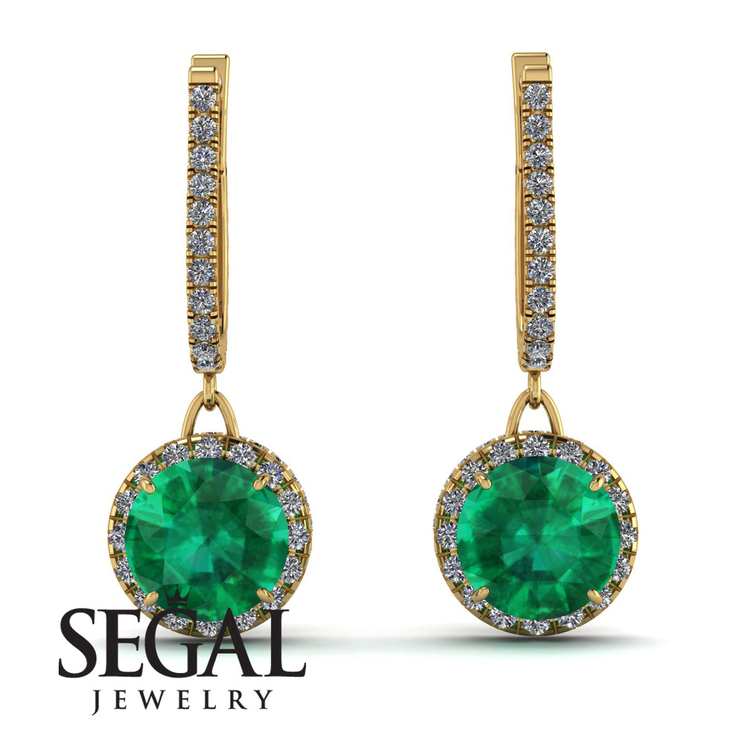 Hidden Halo Emerald Hoop Earrings - Catalina No. 4