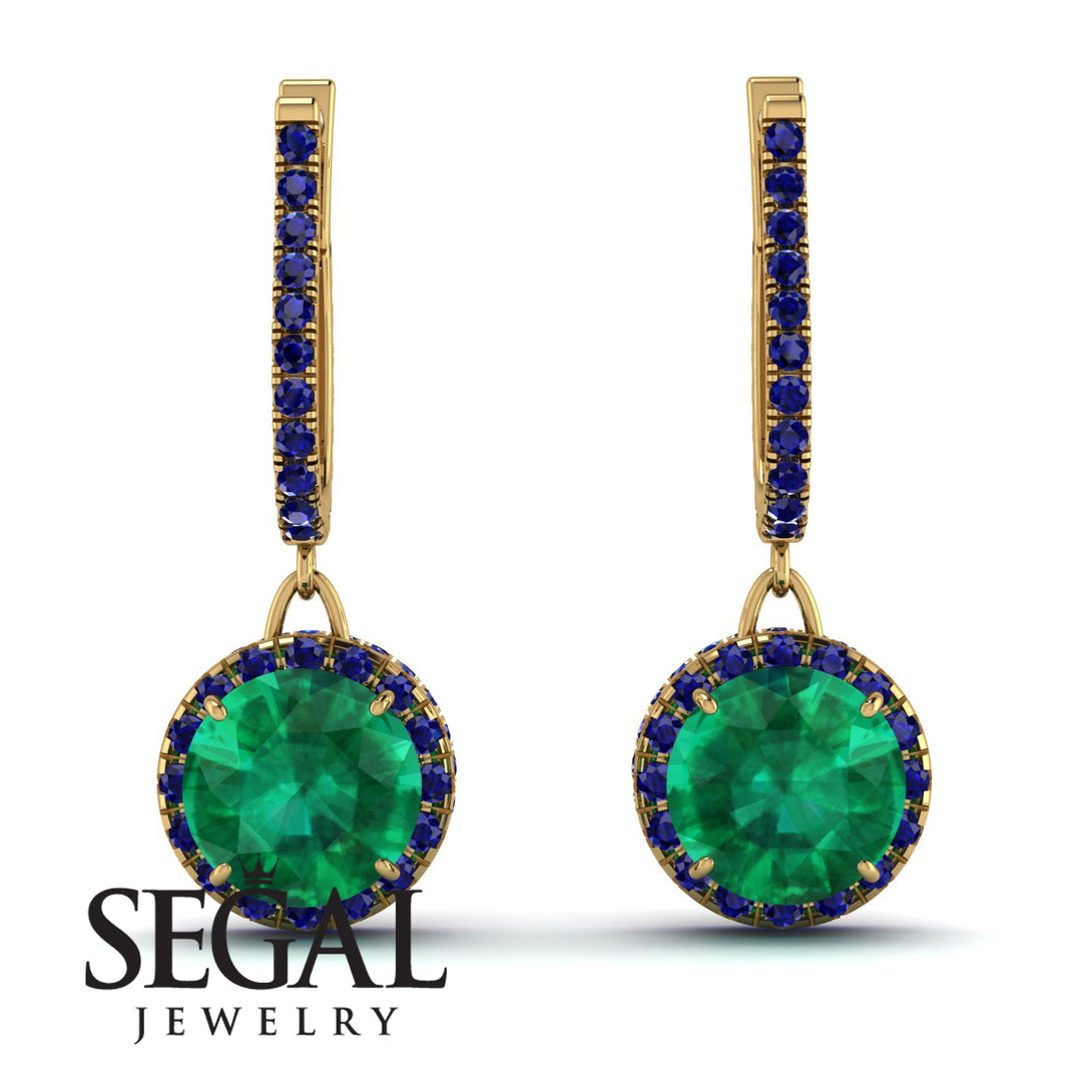 Hidden Halo Emerald Hoop Earrings - Catalina No. 64