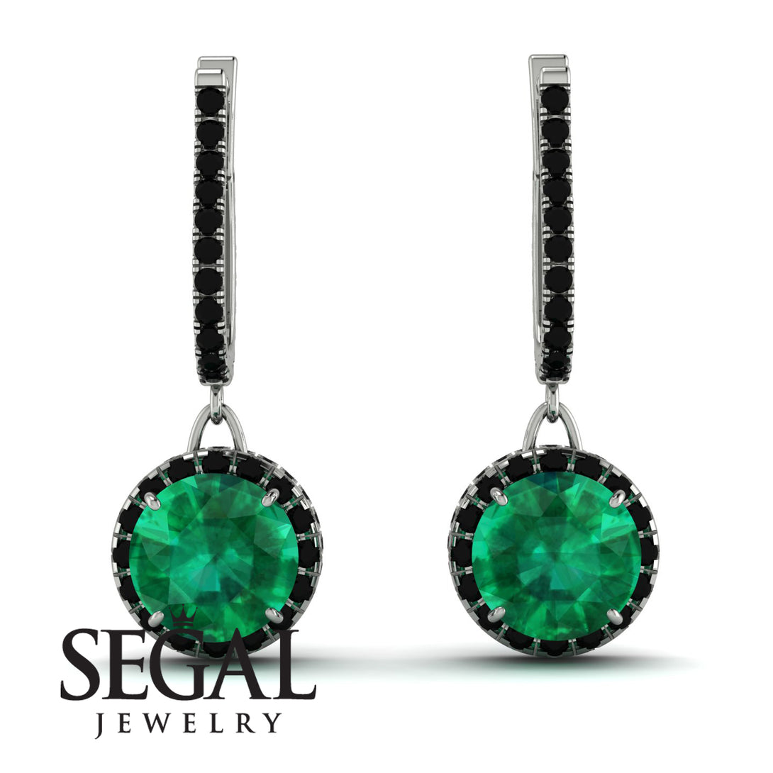 Hidden Halo Emerald Hoop Earrings - Catalina No. 36