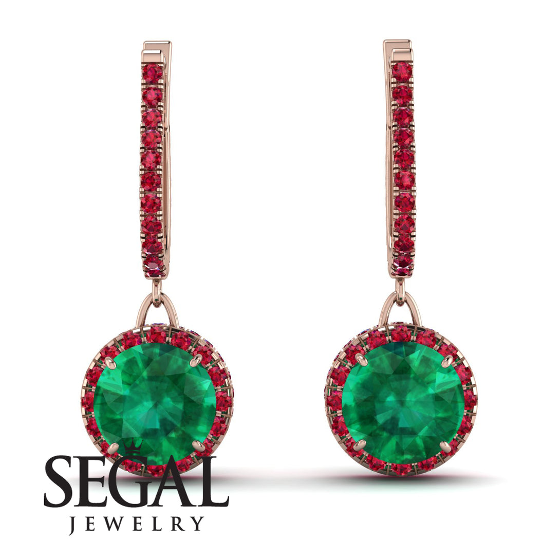 Hidden Halo Emerald Hoop Earrings - Catalina No. 50