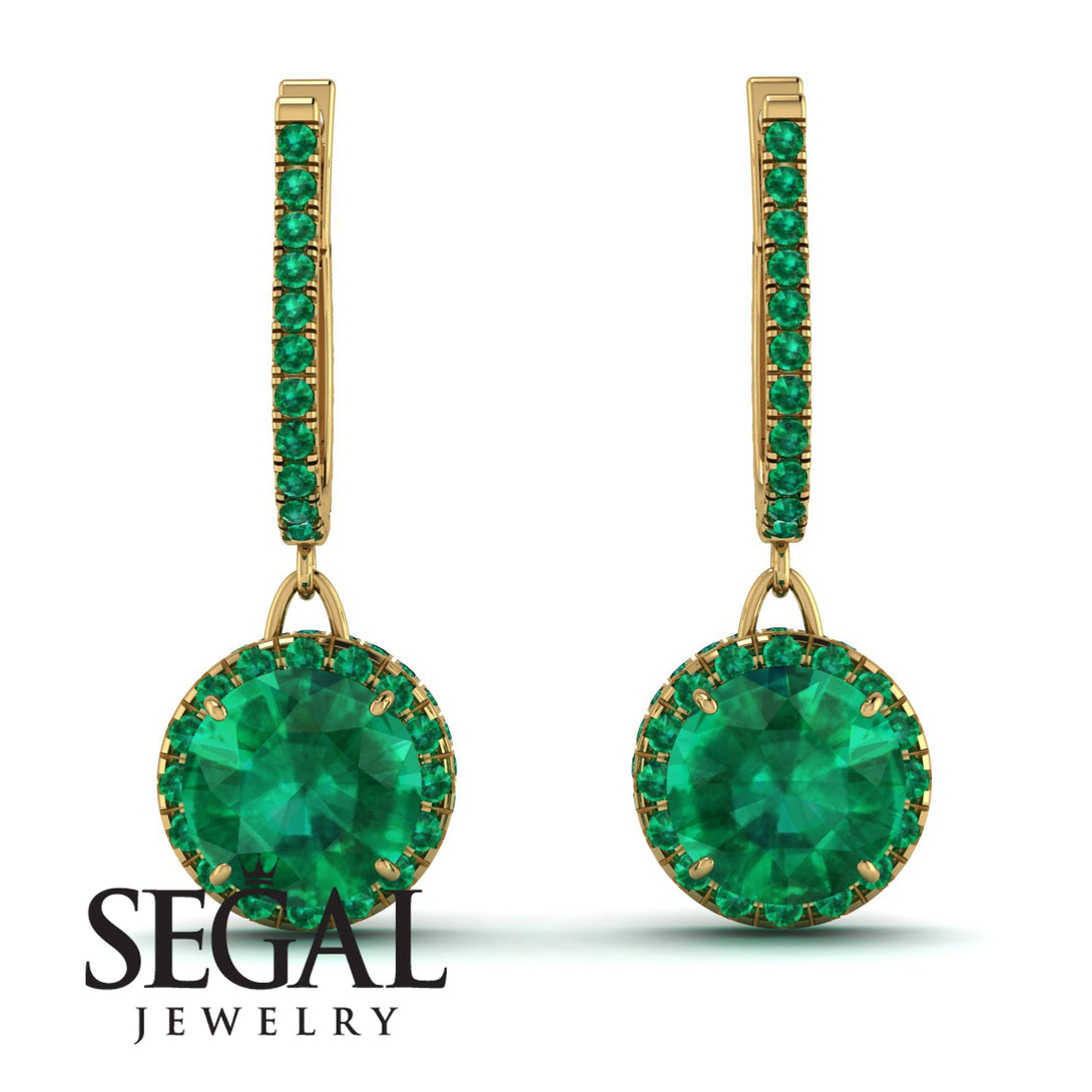 Hidden Halo Emerald Hoop Earrings - Catalina No. 19