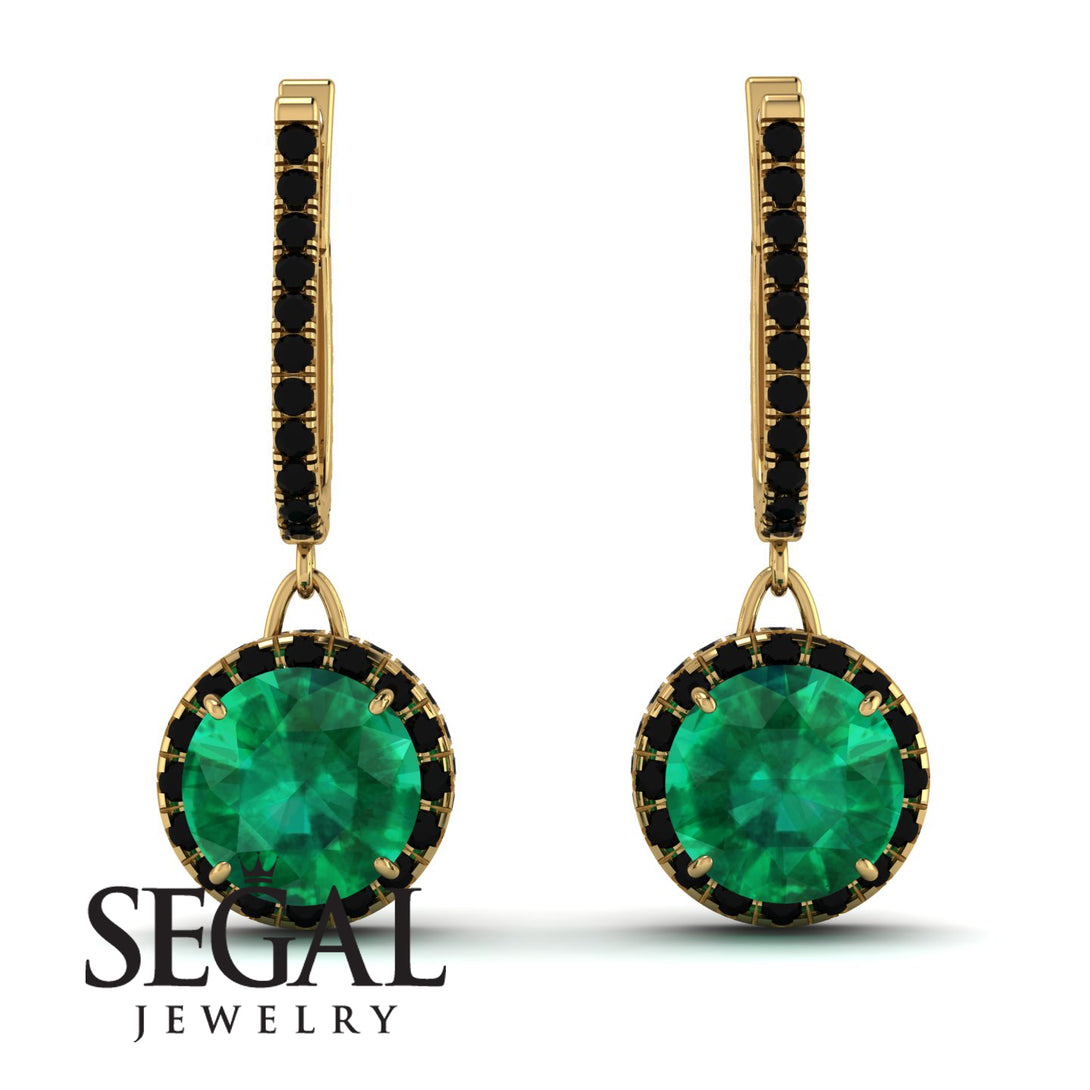 Hidden Halo Emerald Hoop Earrings - Catalina No. 34