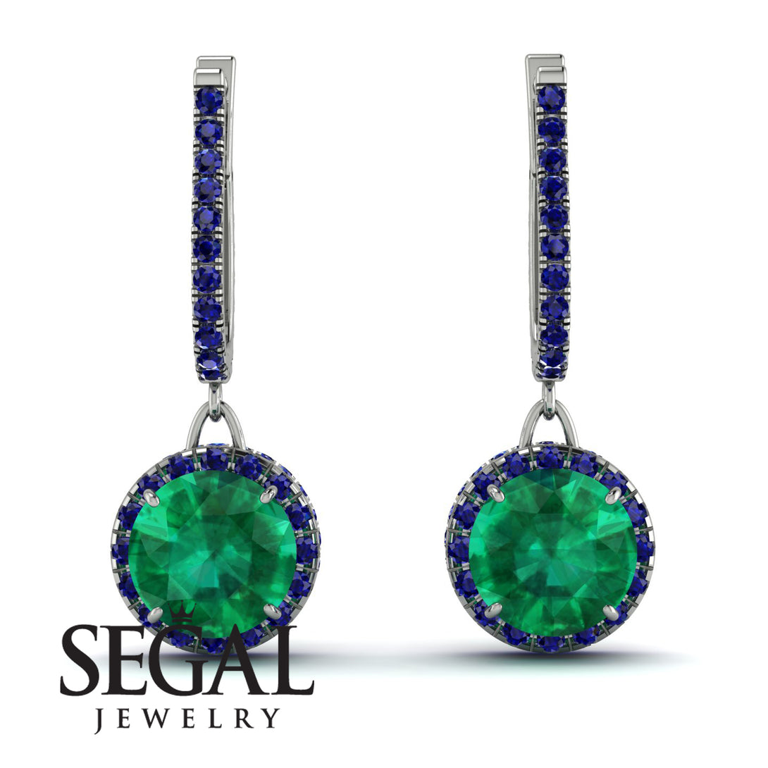 Hidden Halo Emerald Hoop Earrings - Catalina No. 66