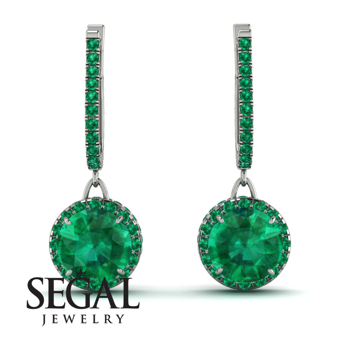 Hidden Halo Emerald Hoop Earrings - Catalina No. 21