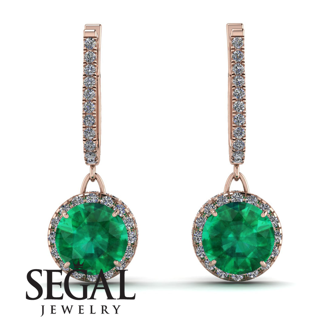 Hidden Halo Emerald Hoop Earrings - Catalina No. 5