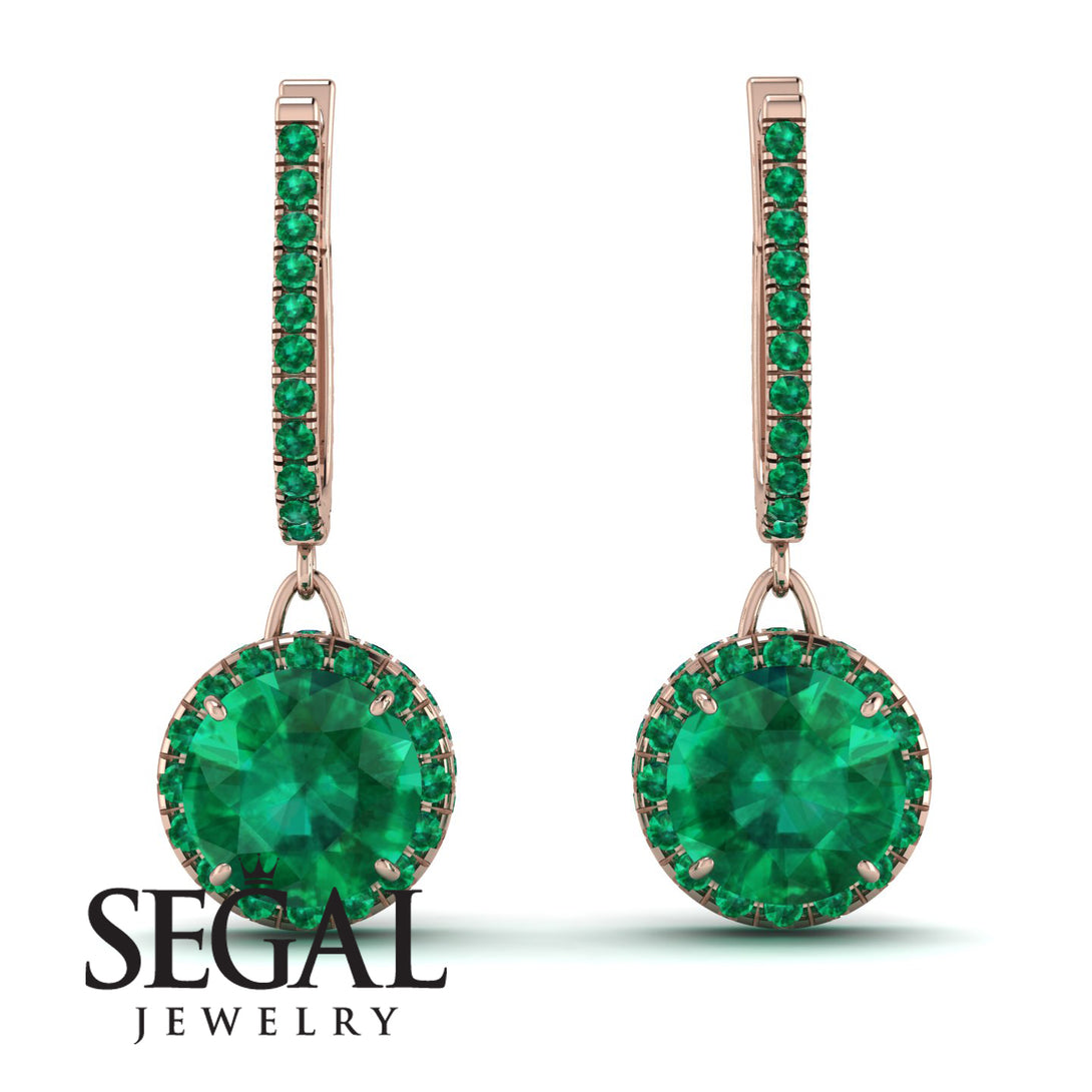 Hidden Halo Emerald Hoop Earrings - Catalina No. 20
