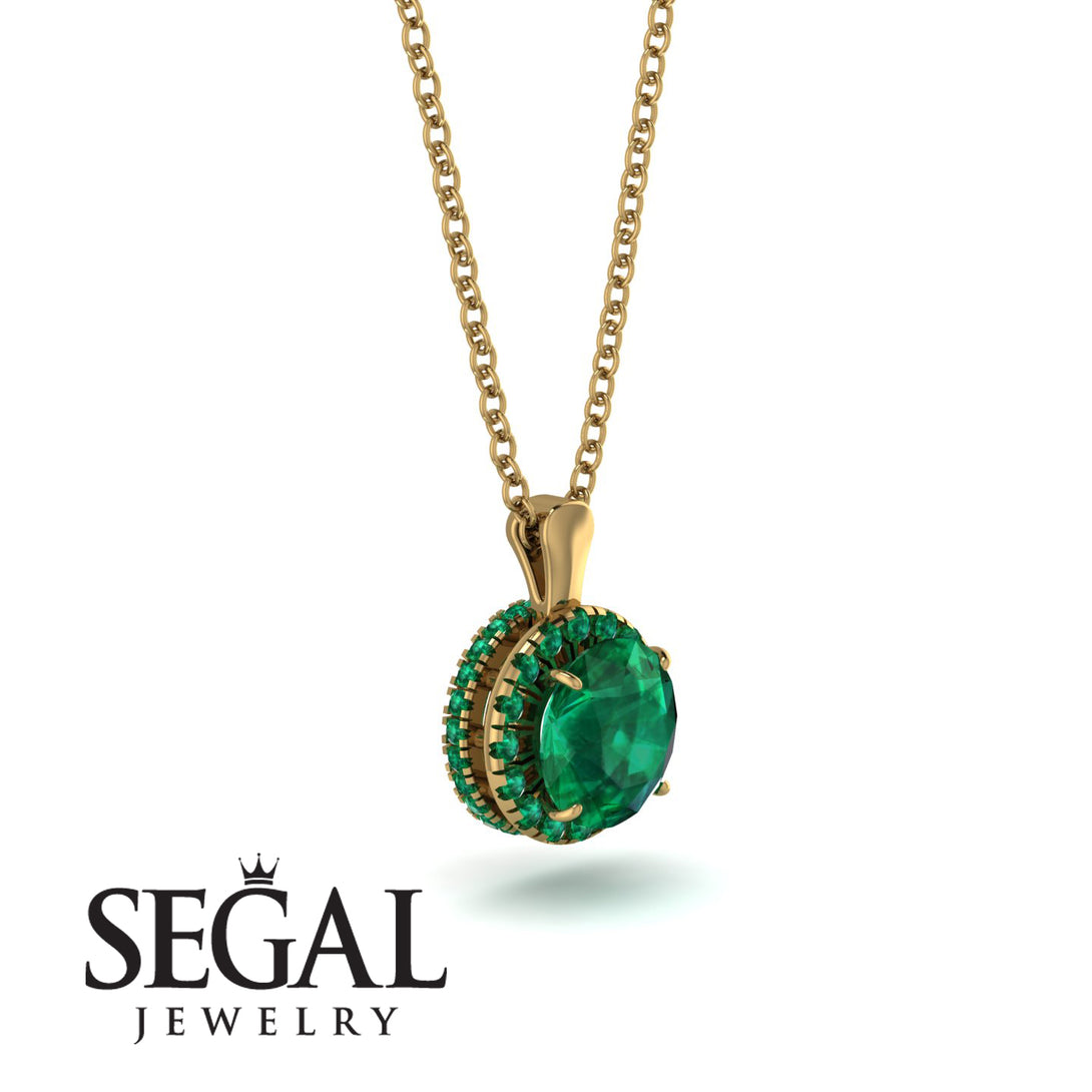 Hidden Halo Emerald Necklace - Catalina No. 19