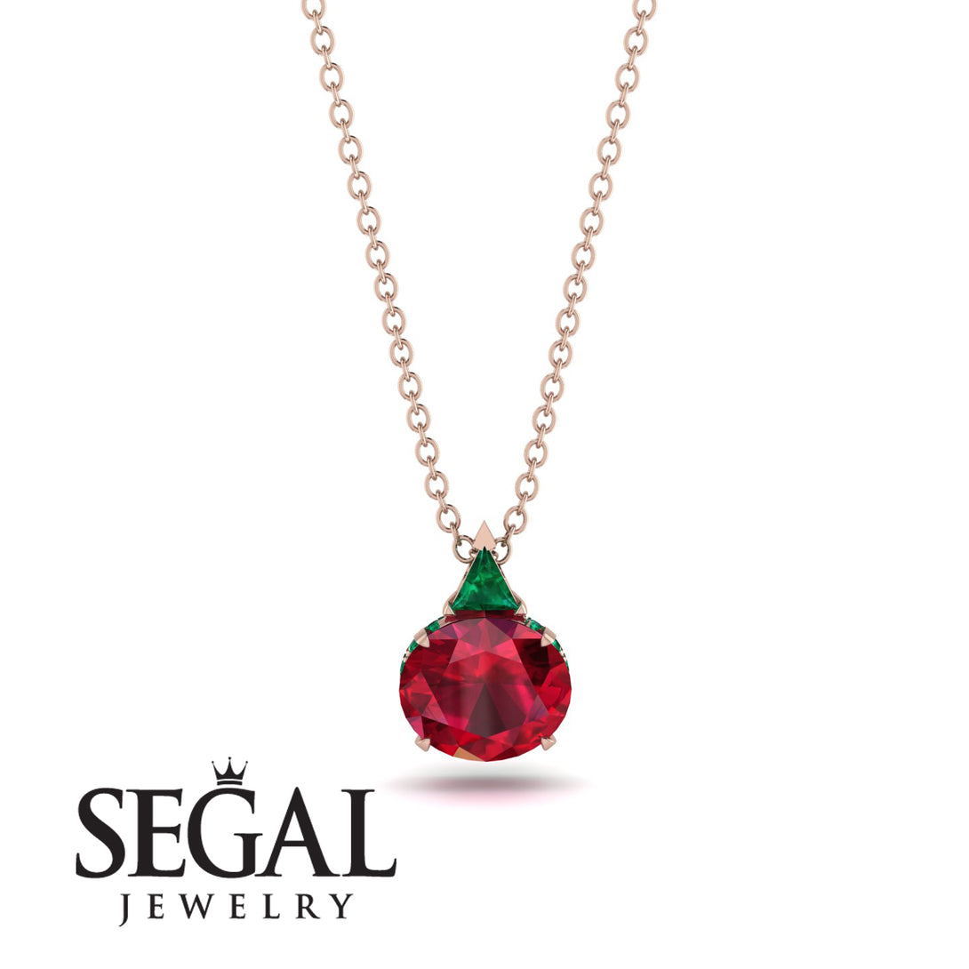 Hidden Halo Ruby Necklace - Rosalie No. 26