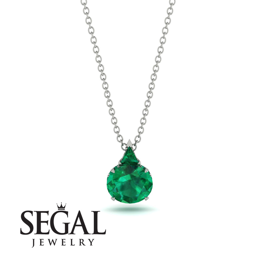 Hidden Halo Emerald Necklace - Rosalie No. 21