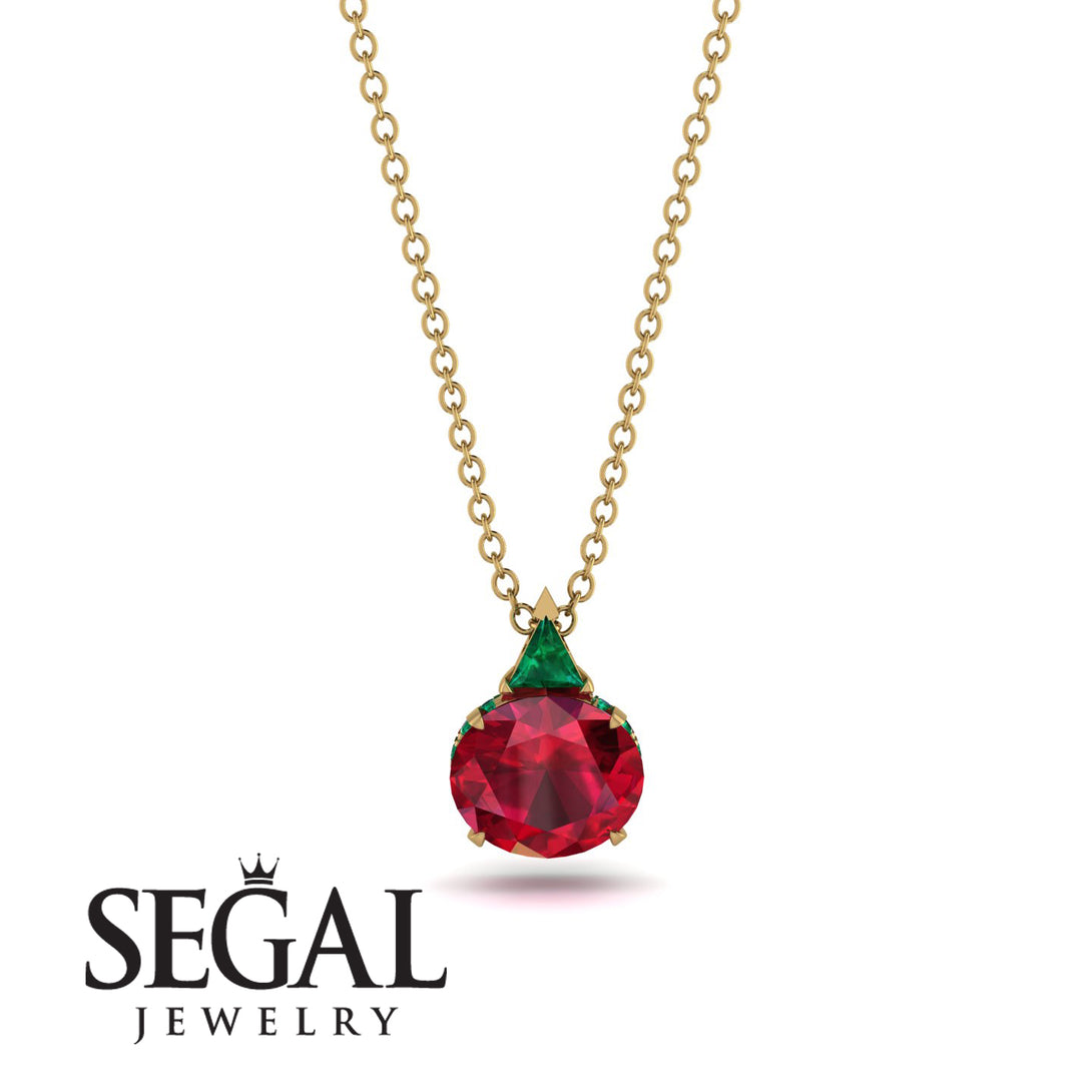 Hidden Halo Ruby Necklace - Rosalie No. 25