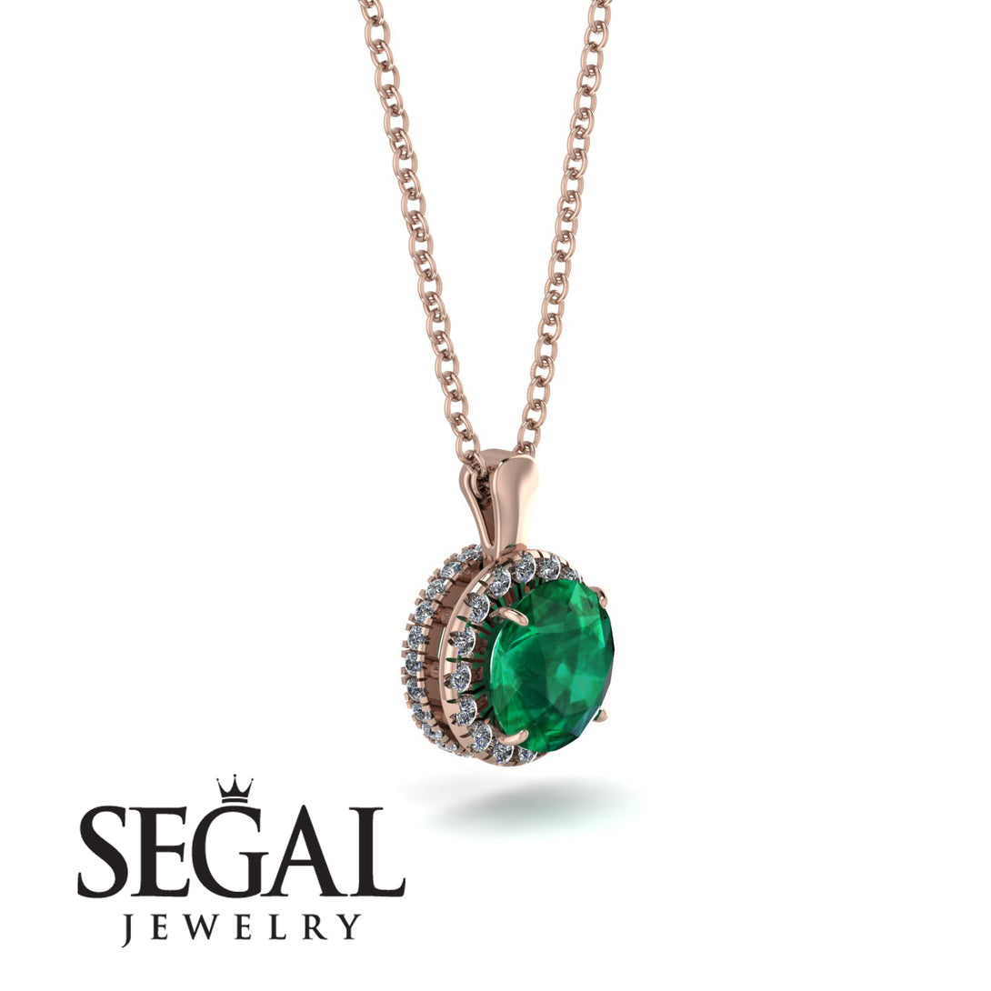 Hidden Halo Emerald Necklace - Catalina No. 5