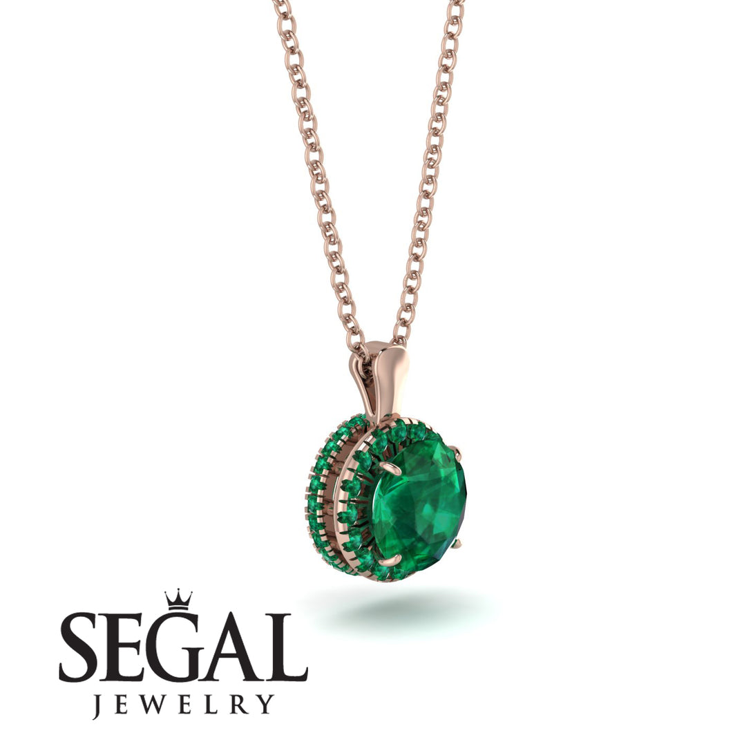 Hidden Halo Emerald Necklace - Catalina No. 20