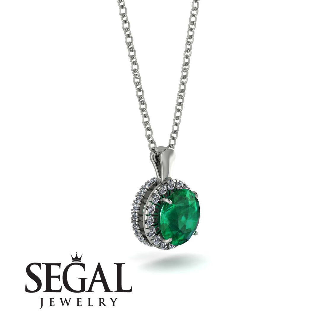 Hidden Halo Emerald Necklace - Catalina No. 6