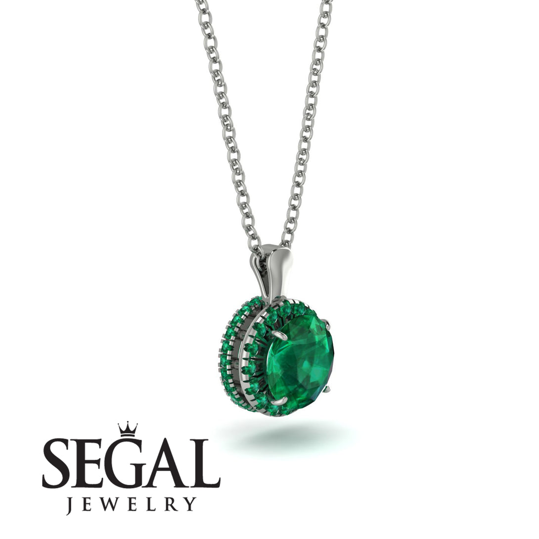 Hidden Halo Emerald Necklace - Catalina No. 21