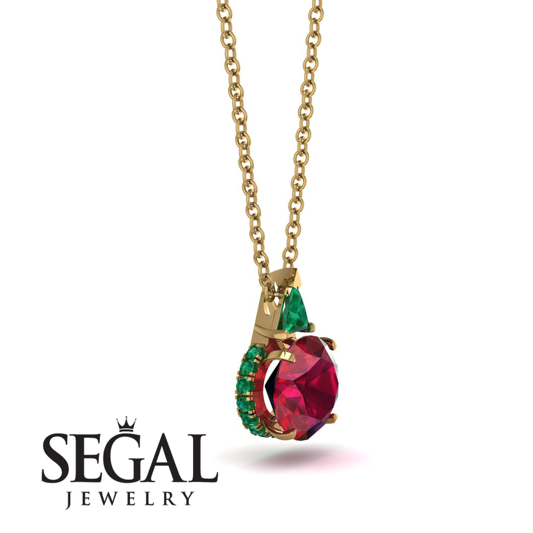 Hidden Halo Ruby Necklace - Rosalie No. 25